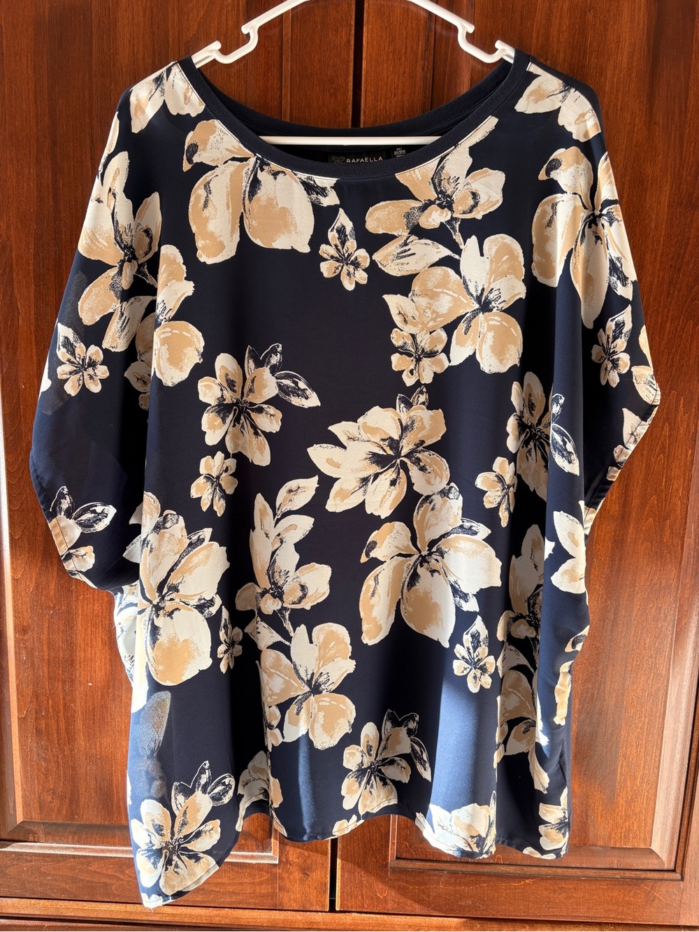 Rafaella Navy Top with Cream Floral Print